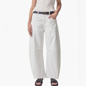 Citizens Of Humanity horseshoe barrel frayed white jeans High rise